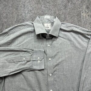 Todd Snyder Shirt Men 18 34/35 Gray Button Up Long Sleeve 2 Ply Cotton